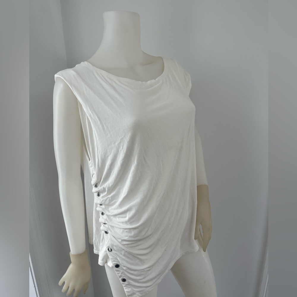 AllSaints Asymmetric White Top Punk Snaps Large